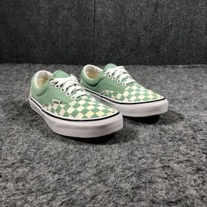 Vans Era Checkerboard Shoes Womens Size 8.5 Green Canvas Low Top Skate Sneakers